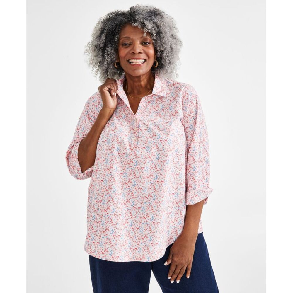 Plus Size Perfect Popover Printed Top